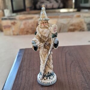 Holiday Santa Figurine in Cream and Blue